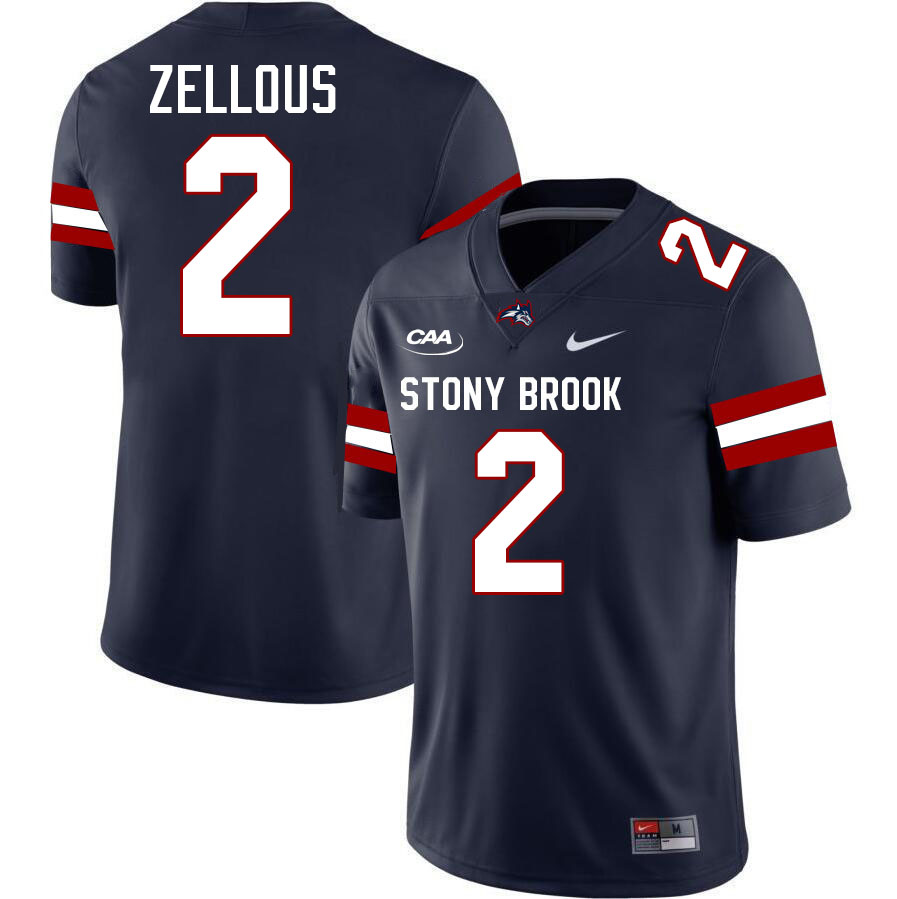 Stony Brook Seawolves #2 Chris Zellous College Football Jerseys,Uniforms-Navy